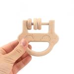 Handbell 6 Inch Wooden Teethers Safe Tambor Beech Wood Teether