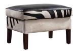 Rectangular Real Cowhide Leather Ottoman Footstool Defaico Furniture