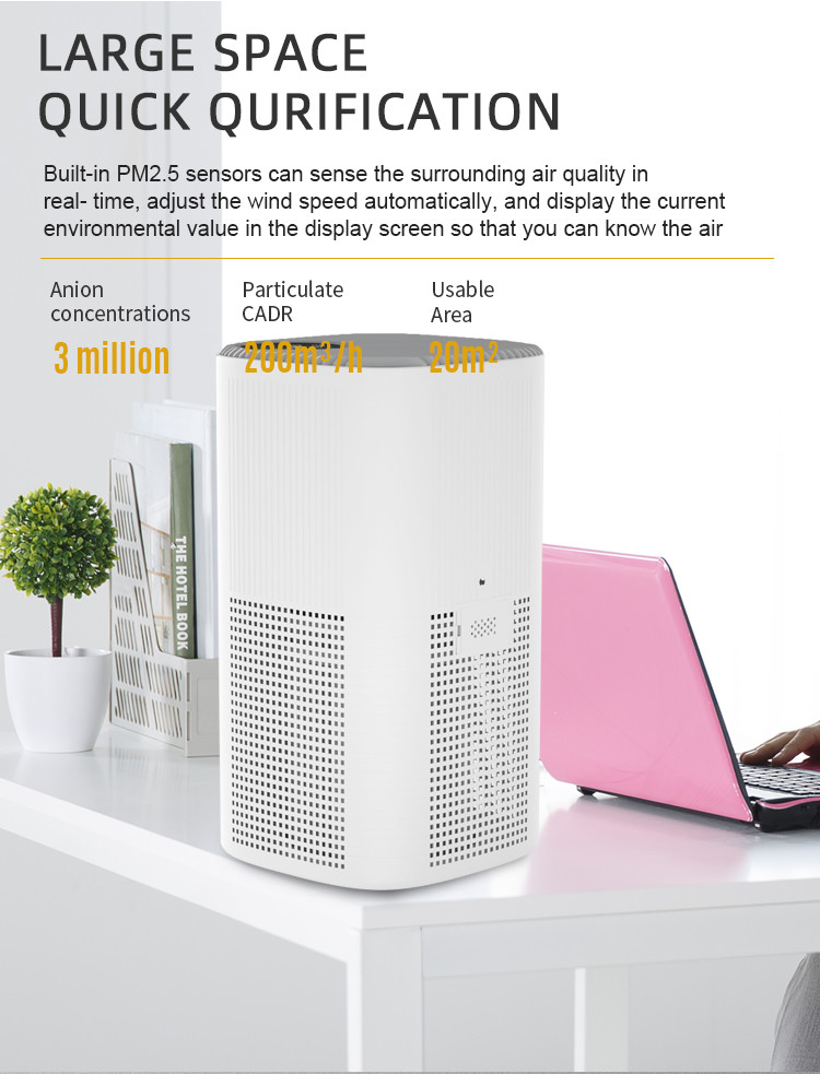 Anion Filter 24W 200M3/H Hepa Air Purifier Air Purifier