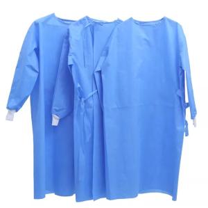 Wholesale Knit Cuffs SMS PP PE Fabric Surgical Gown Waterproof Blue Color from china suppliers