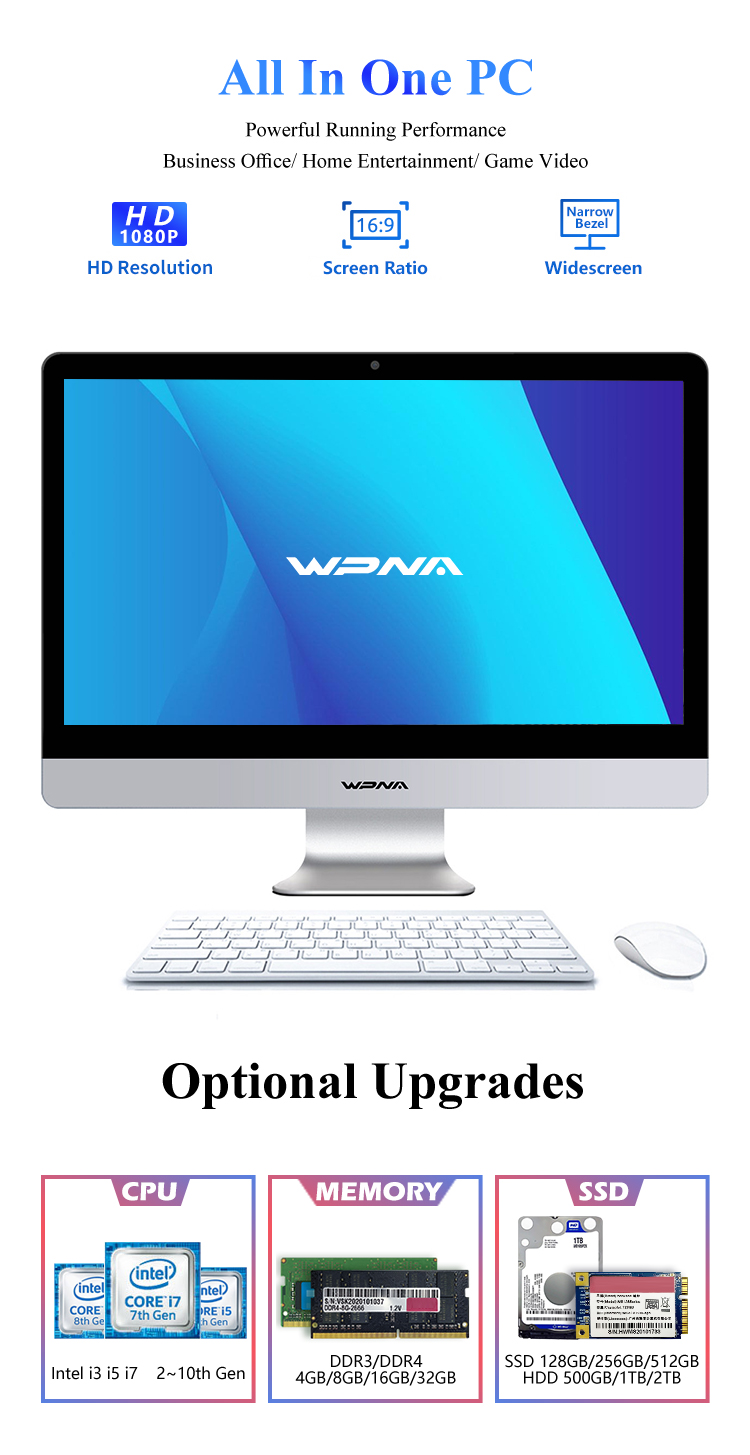 All-in-One Desktop PC with Touchscreen i3/i5/i7/i9 Processor DDR3/DDR4 RAM SSD/HDD