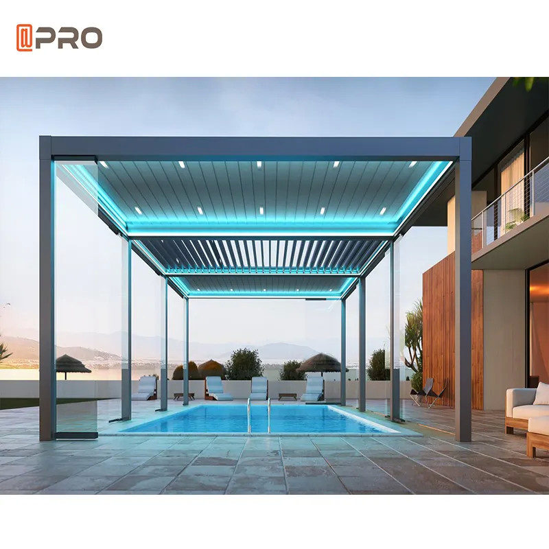 Rodent Proof Modern Aluminum Pergola Luxury Garden Gazebo Pavilion Opening Closing Roof