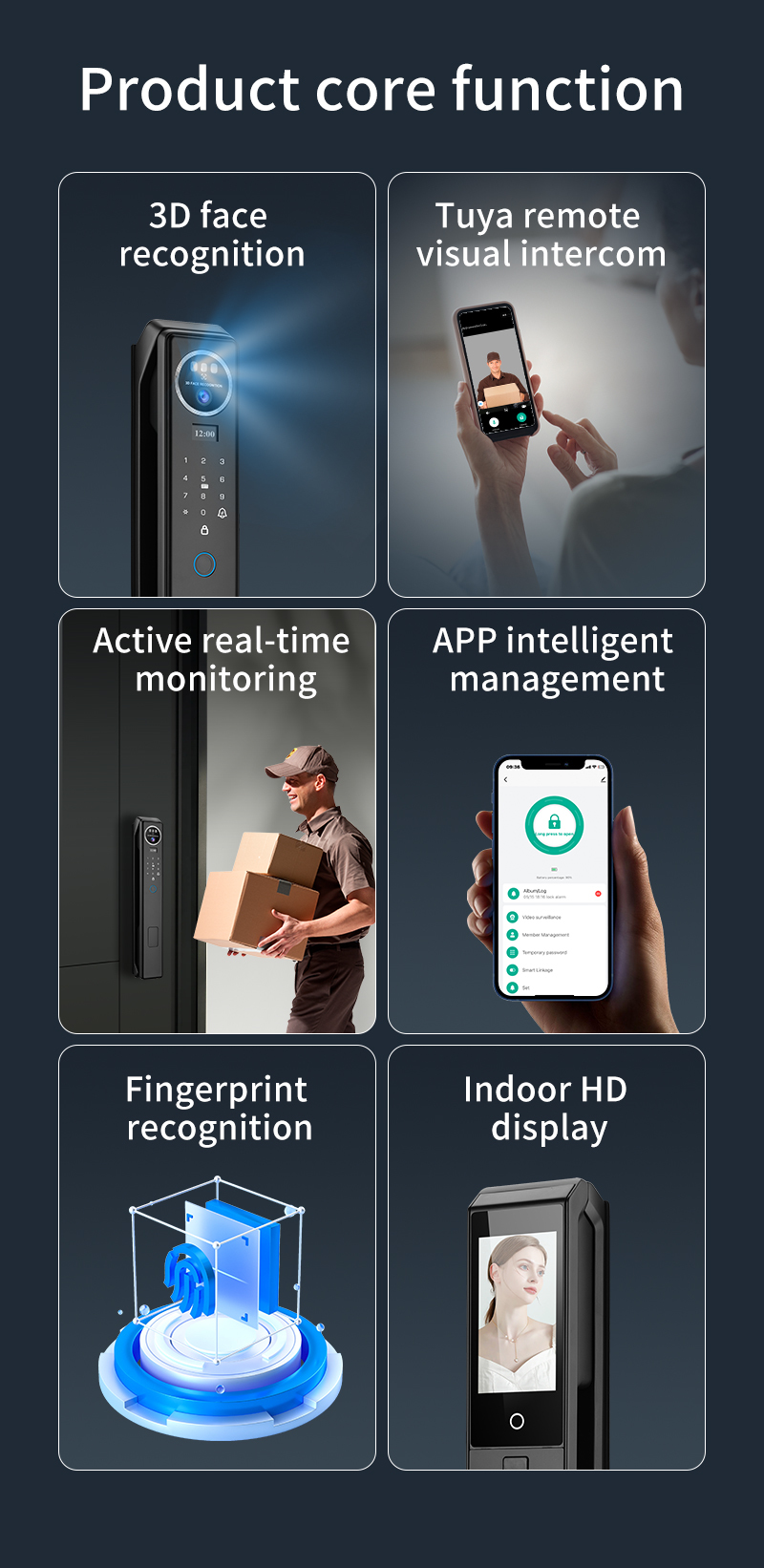 Smart Lock With Face ID Camera Cerradura Biometric Fingerprint Tuya WiFi Video Calling