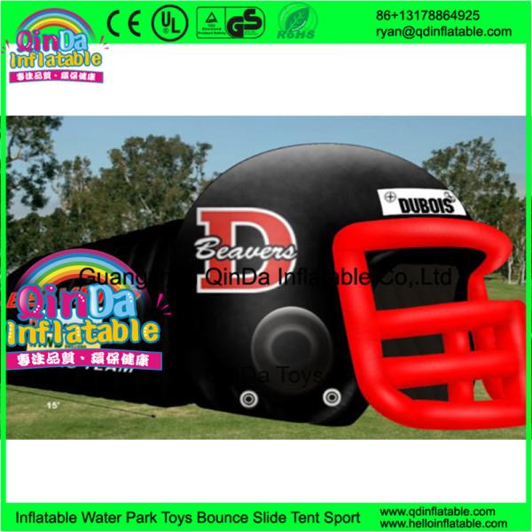 Giant outdoor used inflatable sports tunnel inflatable football helmet tunnel