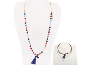 Wholesale Polished Gemstone Beaded Necklaces Unisex Natural Gemstone Jewelry With Tassel from china suppliers