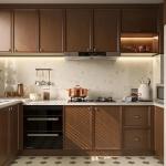 Antique Frame-line Door Panel Solid Wood Veneer Kitchen Cabinet For Project