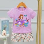 Round Neck 24 Month Short Sleeve Pajama Set 90cm Height 54cm Bust