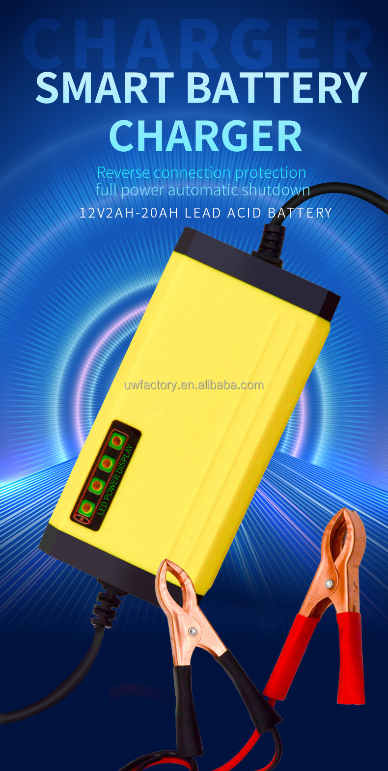 Private Mold 12V Pulse Repair Lead Acid Battery Charger with Fast Charging Speed and Temperature Control Compensation