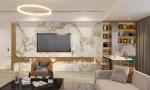 Marble-Style Stainless Steel TV Cabinet With LED Illumination And Multiple