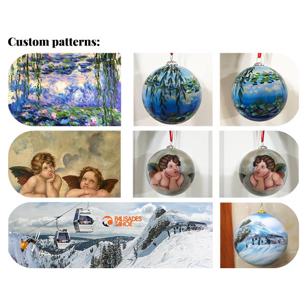 Customized Hand Painted Christmas Tree Decoration Glass Ball with Size and Logo Custom for Party Personalized Glass Ornament