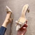 6111-2 European And American Sexy Pointed Bow High Heels Net Red Rhinestone