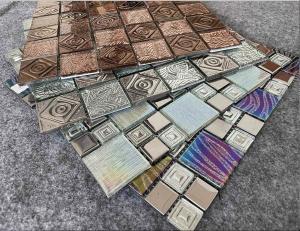 Wholesale 17kg/Ctn 300X300mm Metal Glass Mosaic Tile Interior Wall Decoration AAA Electroplating from china suppliers