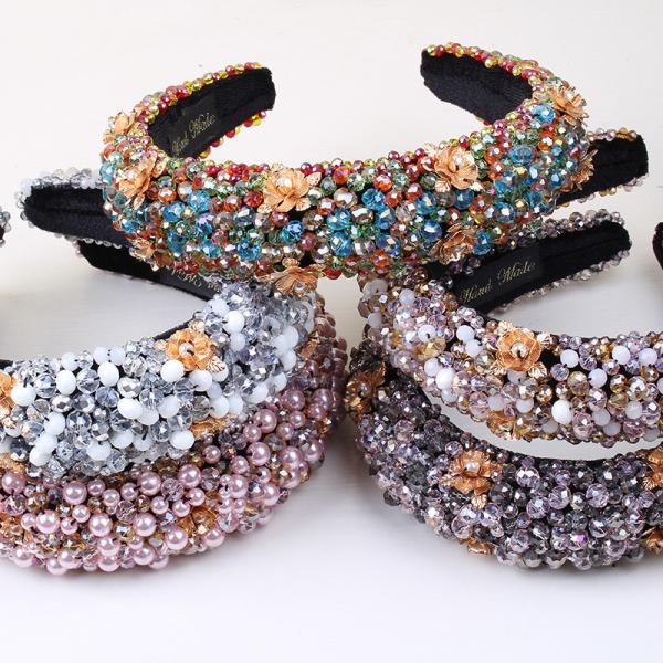 Christmas Ladies Hair Bands Head Band Clip Colors Beaded Baroque Bling Crystal