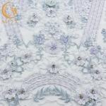 Perfect 3D Applique Lace Fabric Handmade 80% Nylon Luxury Beaded Fabric