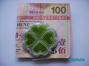 Wholesale New design green color Personalized Leather Money Clip from china suppliers