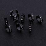 Custom CZ Earring Jewelry Hopp Earrings Black Plated Studs Circle Clip on