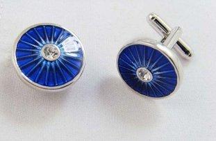 Fashion Brass / zinc alloy matte silver blue color customs Cufflinks