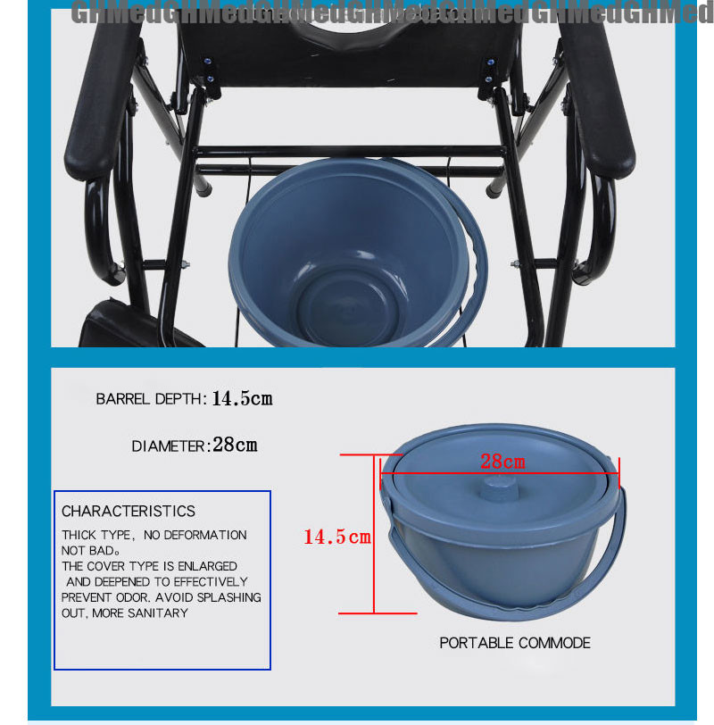 Aluminum Alloy Medical Transport Wheelchair Folding Shower Toilet Wheelchair For Disabled