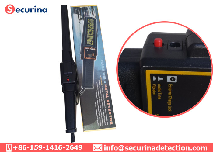 Adjustable Sensitivity Knob Handheld Wand Metal Detector Black With Rubber Grip