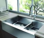 Handmade Front Apron Stainless Steel Kitchen Sink Two Holes
