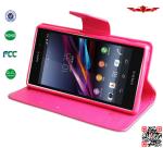 Hot Selling 100% Quaify Colorful PU Wallet Leather Cover Cases For Sony Xperia