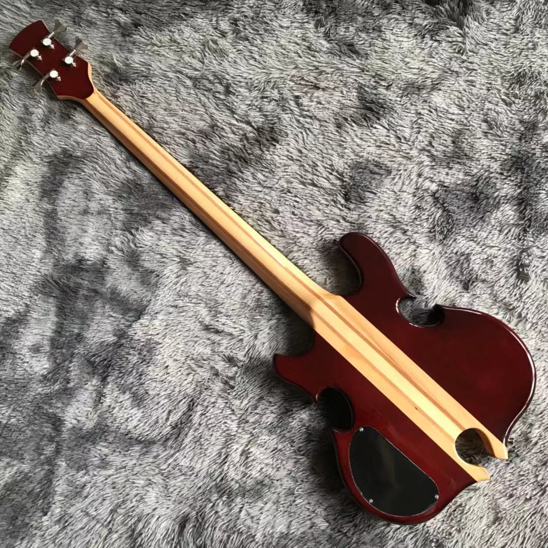 Custom Grand ALEM Mark King Deluxe Custom 4 Strings Neck Through Body Cut Bottom Heart Guitar Bass