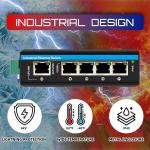 Hardened 10/100/1000mbps Mini Unmanaged Network Switch Poe Switch 12-48v DC