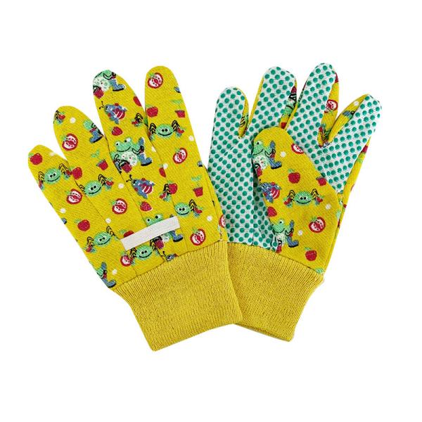 Colorfull Children's Gardening Flower Pattern Gloves with Anti-slip PVC Dots