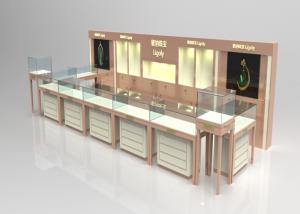 Wholesale Wooden Glass Beige Color Jewellery Shop Display Cabinets , Jewelry Display Plinths from china suppliers