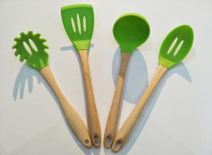 Wholesale hot sale silicone kitchen Utensils cooking tools with wood bamboo handle Nonstick Cookware from china suppliers