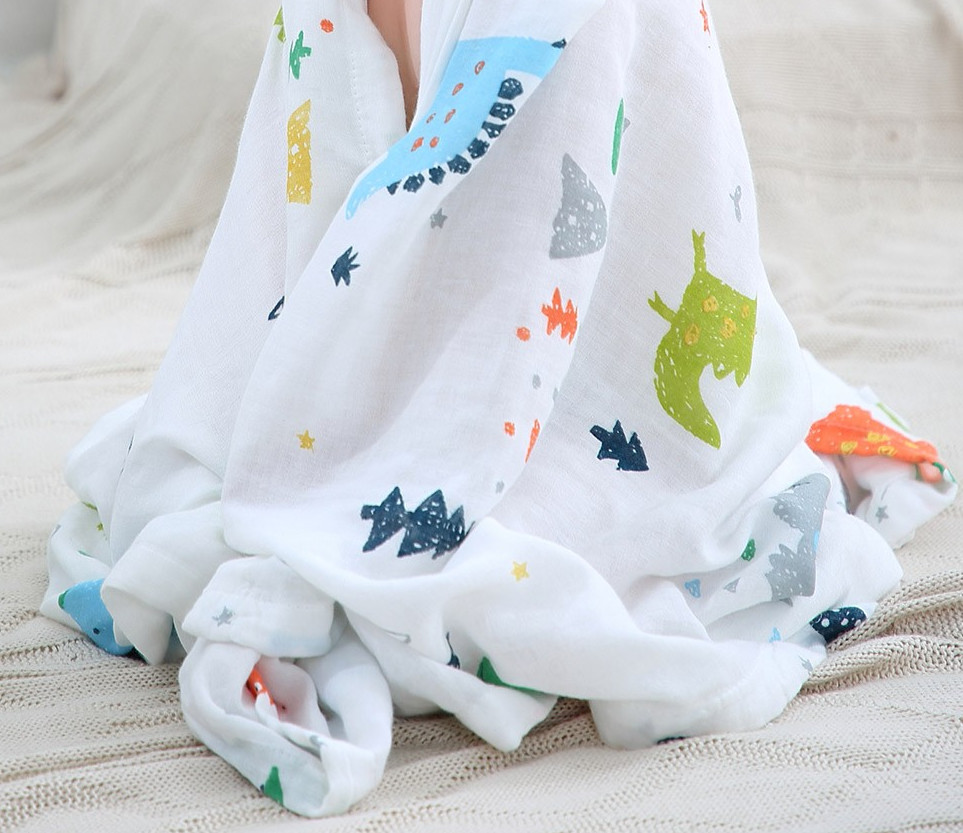 Bird Picture Double Gauze Print Fabric Antibacterial Crinkled Gauze Fabric