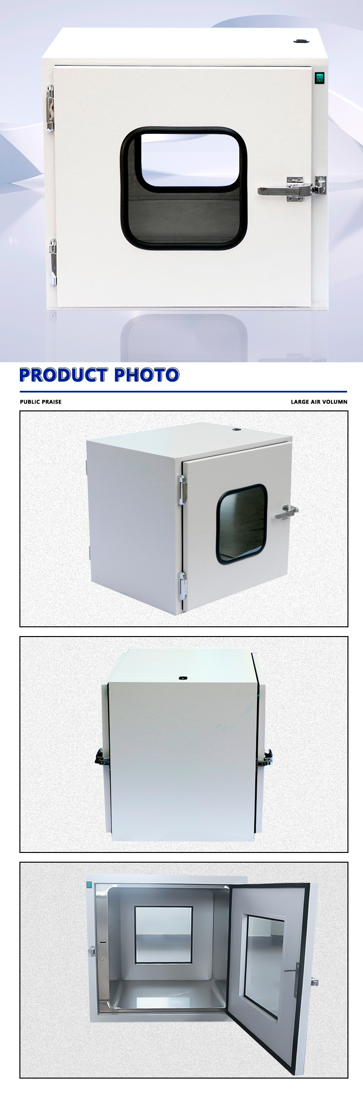 Lab Clean Room Pass Box Static Dynamic Air Shower Pass Box Internal Arc Treatment