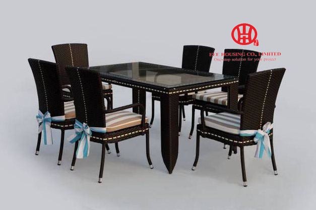 Modern dining room wicker furniture leisure rattan dining table and chair