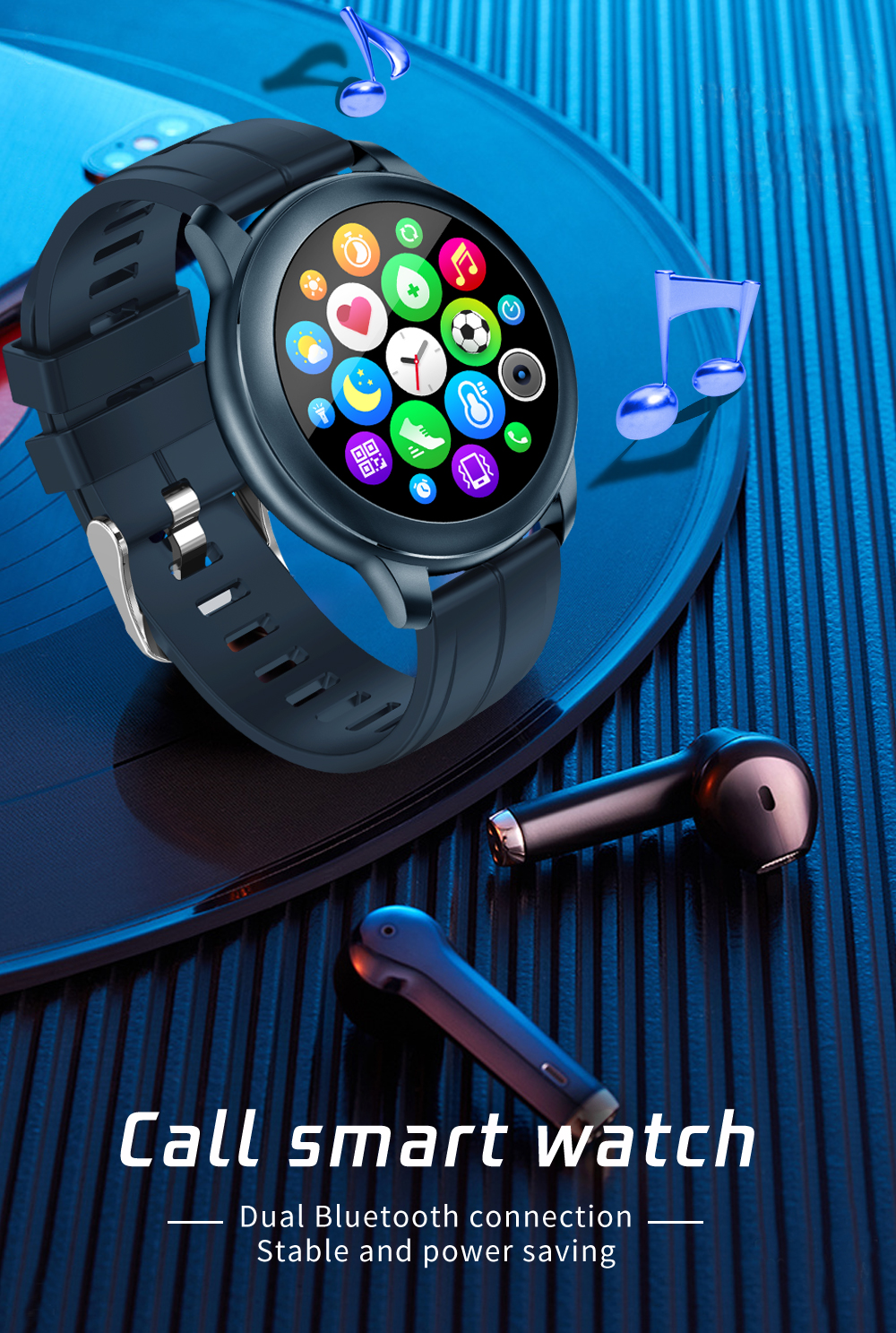IP67 Waterproof BLE Smart Watch Alarm Clock Sleep Tracker Support Android IOS CF22