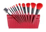 Wooden Handle Red Beauty Professional Cosmetic Brush Set Lightweight
