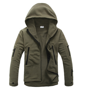 Custom Winter Mens Polar Fleece Jacket With Hood 100% Polyester Windproof