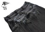 Straight Clip In Hair Extensions Human Hair , Jet Black Remy Human Hair