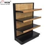 Liquor Store Gondola Shelving Units 36 Inch Wide End Cap Wooden Shelving Display