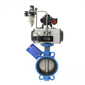 China Double Soft Seat Wafer Butterfly Valve 15kg With Pneumatic Actuator on sale