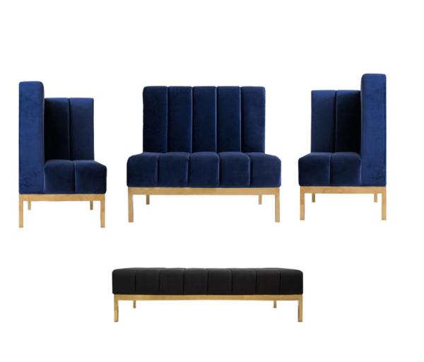 Hot sales Navy Blue High back Sofa sets sectional sofa Modular Sofa Stainless