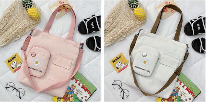 high quality reusable canvas shopping bag ladies tote bags with zipper fashionable cotton handbag school bag for kids