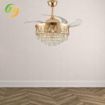 42" Invisible Fan Light Luxury Crystal Ceiling Fan Lamp Home Modern Living Room
