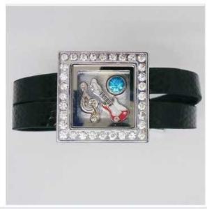 Wholesale Factory Direct Leather Belt Glass Round Floating Charm Living Lockets Bracelet GLB005 from china suppliers