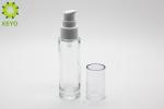 Clear Glass Foundation Bottle , Round Shape 30ml Empty Glass Pump Bottles
