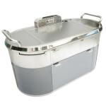 TO14 Stainless Steel Mobile Teppanyaki Grill Table Gas Down Exhaust Upgrade