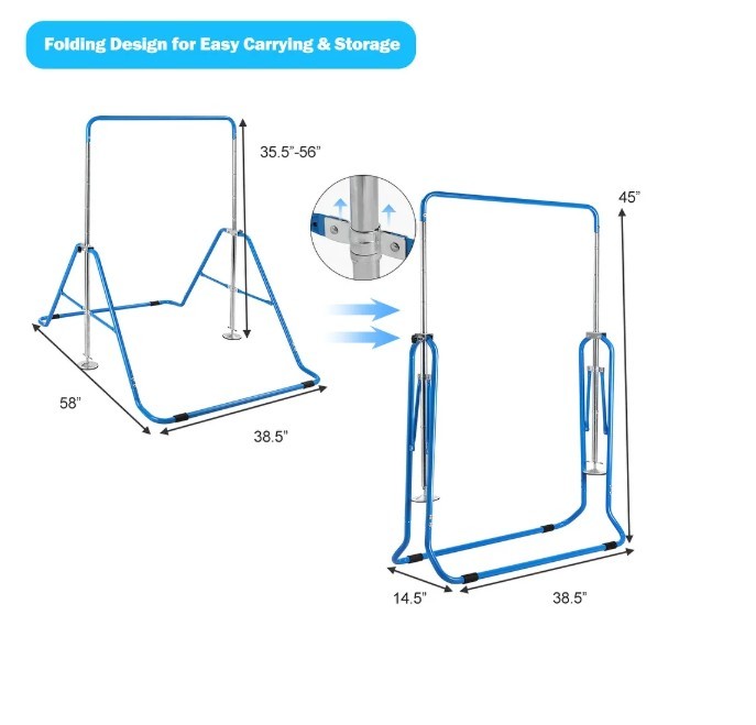 Expandable Gymnastics Training Bar Adjustable Junior For Kids Hanging Swinging Climbing