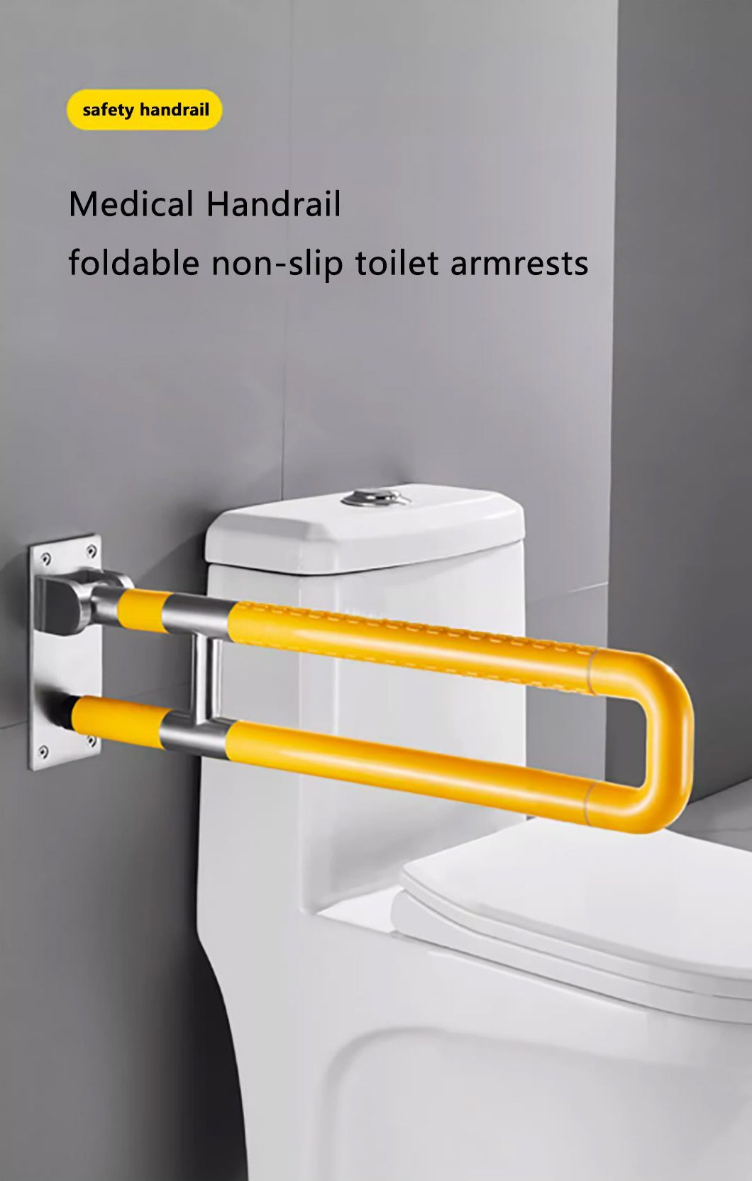Folding ABS Nylon Handicap Grab Bar Bathroom Toilet Handrail Safety Rail