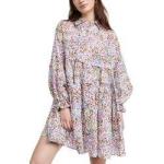 High Waisted Casual Floral Maxi Dress Long Sleeve Ruffle Trim Elegant