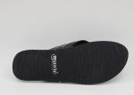 Breathable Mens Leather Slippers Comfortable Black Flip Flop Slippers For Home