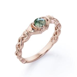 Wholesale Round Brilliant Cut Clear Druzy Moss Green Agate - Braided Engagement Ring from china suppliers